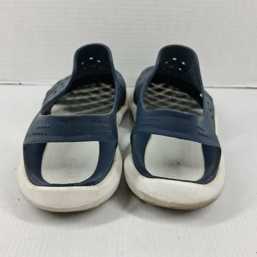 Crocs Swiftwater Mesh Deck Sandals Mens 8 Navy Blue White Water Shoes 203965